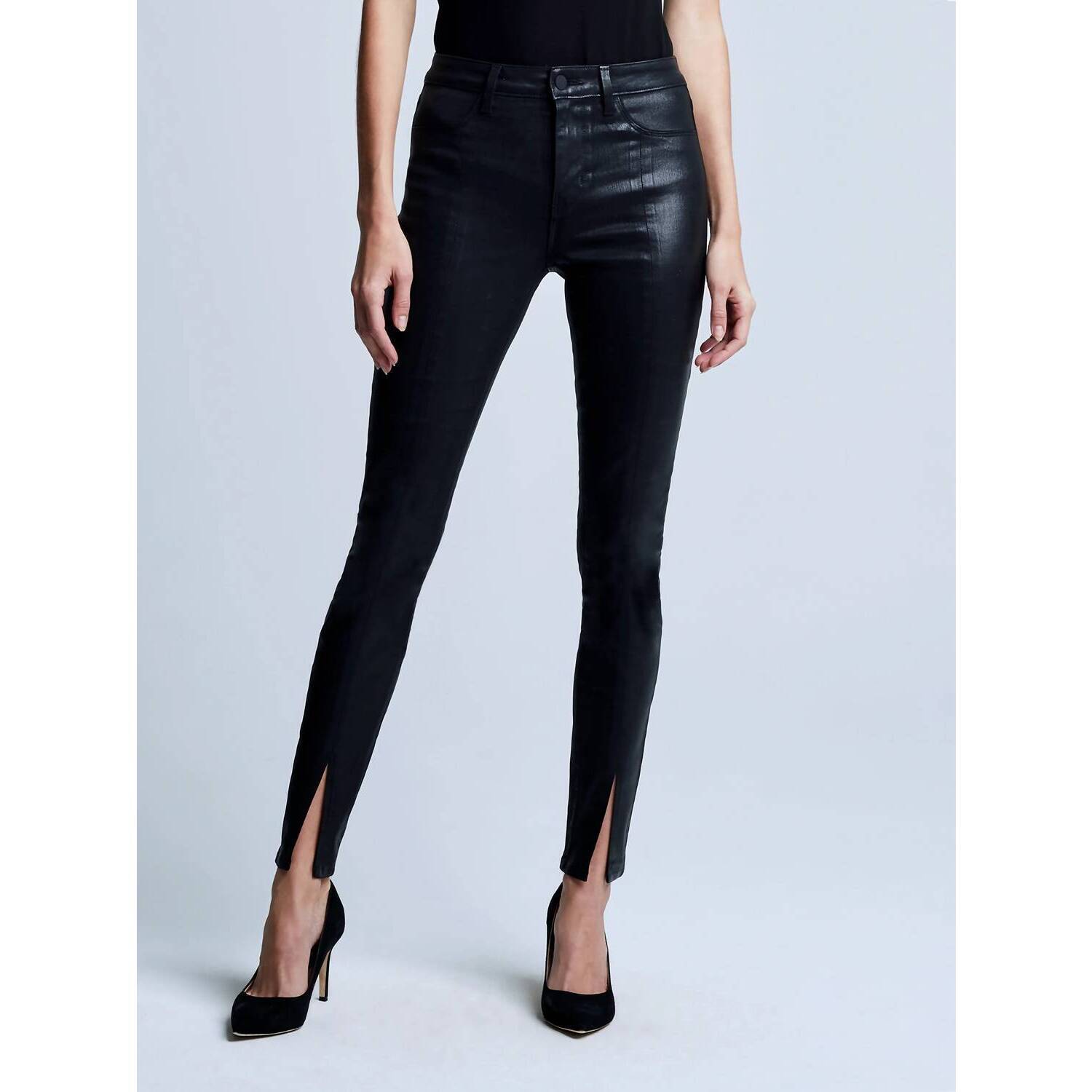 New L'agence Jyothi Coated Jean In Noir Coated